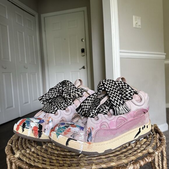 Lanvin Curb Gallery Department Paint Sneakers Pink Multi 29962969 Size 39 - Picture 1 of 16